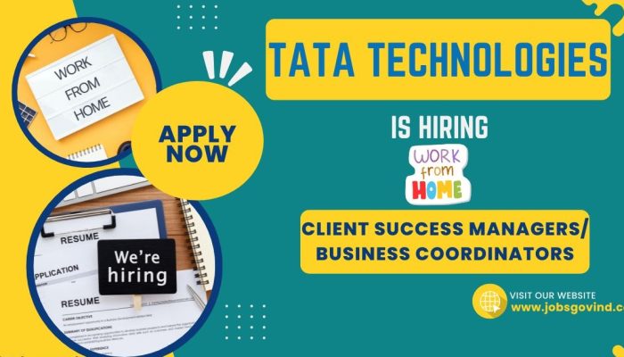 Tata Technologies is Hiring Work From Home for Coordinators | Managers | Apply Online | Government Jobs India